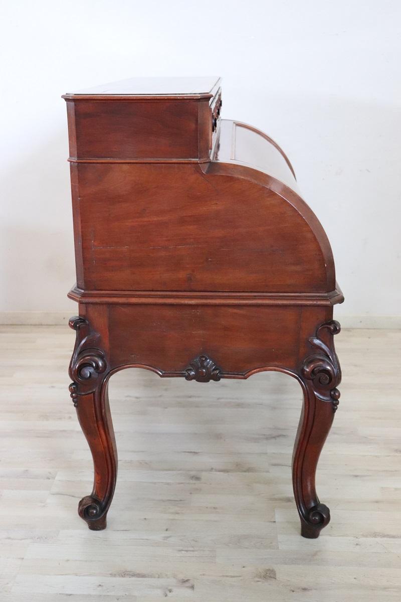 Elegante scrivania antica a rullo secolo XIX -Image 12